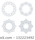 Set of decorative frames Elegant vector element for design in Eastern style, place for text. Floral gray and white borders. Lace illustration for invitations and greeting cards 132223492