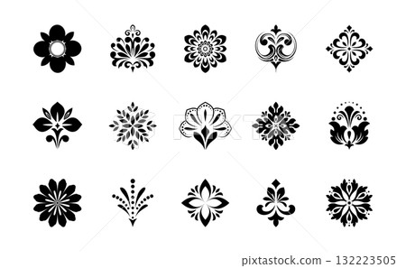 Flower icons set. Isolated elements for design. Vector graphics. Flower icons set. Isolated elements for design. Vector graphics. 132223505