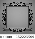 Decorative frame Elegant vector element for design in Eastern style, place for text. Floral black and gray border. Lace illustration for invitations and greeting cards 132223509