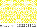 Flower geometric pattern. Seamless vector background. White and yellow ornament 132223512