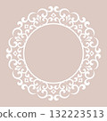 Decorative frame Elegant vector element for design in Eastern style, place for text. Floral pink and white border. Lace illustration for invitations and greeting cards 132223513