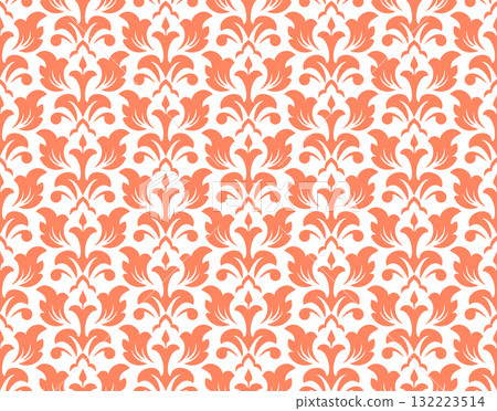 Flower geometric pattern. Seamless vector background. White and pink ornament 132223514