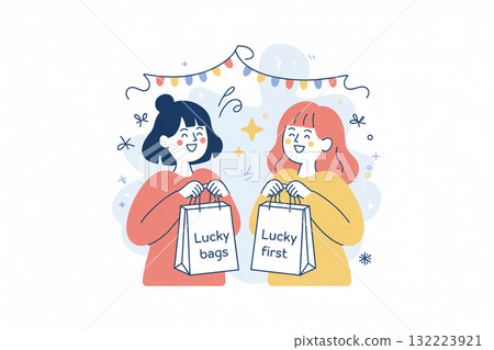Women buying lucky bags during the New Year's sale 132223921