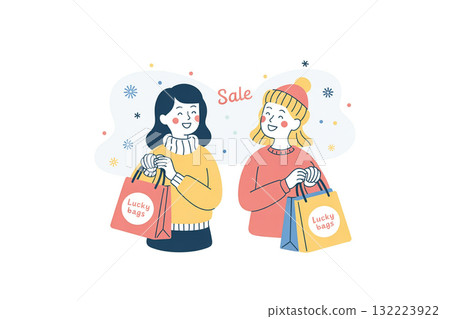 Women buying lucky bags during the New Year's sale 132223922