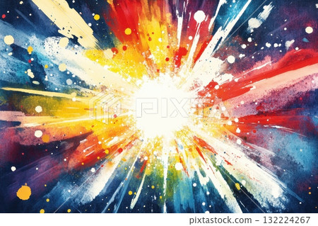 Vibrant Explosion of Colorful Abstract Paint Splashes on a Dark Starry Background Vibrant Explosion of Colorful Abstract Paint Splashes on a Dark Starry Background 132224267