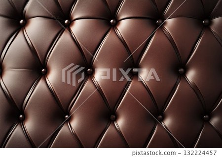 Elegant Leather Upholstery with Diamond Tufting and Decorative Buttons in Warm Brown Tones Elegant Leather Upholstery with Diamond Tufting and Decorative Buttons in Warm Brown Tones 132224457