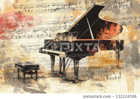 A black grand piano is the main focus of the image A black grand piano is the main focus of the image 132224586