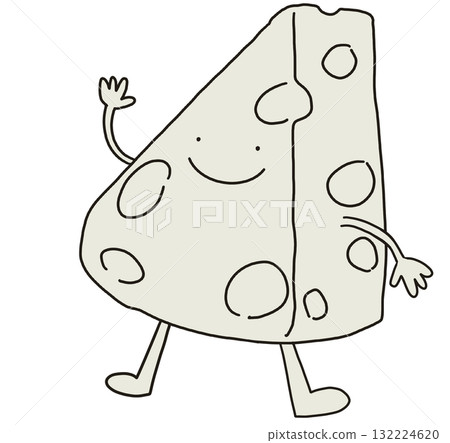 Slice triangle cheese cartoon character illustration art Slice triangle cheese cartoon character illustration art 132224620