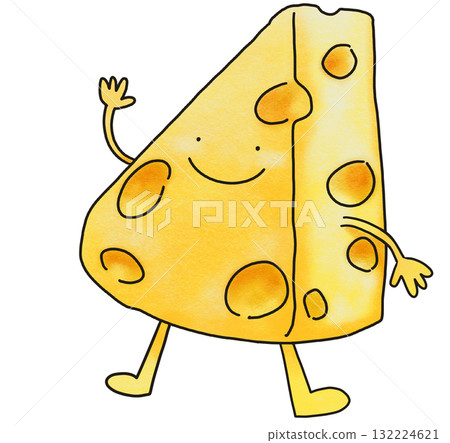 Slice triangle cheese cartoon character illustration art Slice triangle cheese cartoon character illustration art 132224621