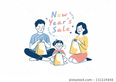 購物回家後，一家人期待自己的福袋 132224848