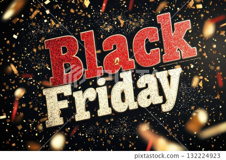 High Energy Black Friday Sale Design with Bold Red Text on a Sparkling Background, Perfect for Promotions, Ads, or Online Marketing Campaigns High Energy Black Friday Sale Design with Bold Red Text on a Sparkling Background, Perfect for Promotions, Ads, or Online Marketing Campaigns 132224923