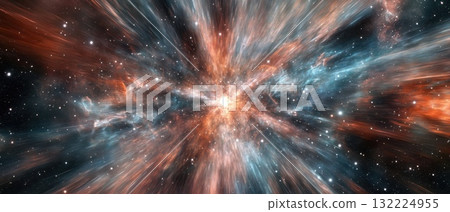 Captivating Cosmic Display of Streaking Colors in a Warp Speed Fantasy Scene 132224955