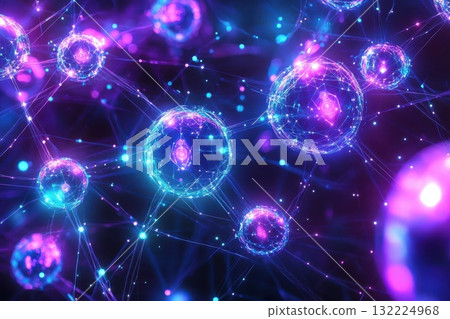 Conceptual Representation of Decentralized Autonomous Networks with Vibrant Colorful Spheres and Connections 132224968