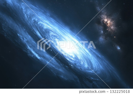 Stunning Cosmic Spiral Galaxy with Bright Core and Nebula in Background Capturing the Beauty of Deep Space and Astronomical Wonders 132225018