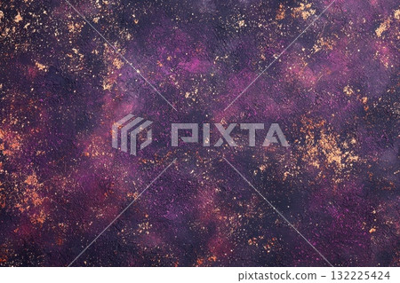 Vibrant Cosmic Background with Rich Purple, Black, and Gold Tones Creating a Mystical and Celestial Atmosphere for Artistic Use Vibrant Cosmic Background with Rich Purple, Black, and Gold Tones Creating a Mystical and Celestial Atmosphere for Artistic Use 132225424