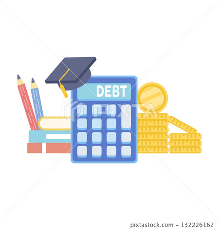 Illustration of tuition fees and education loans 132226162