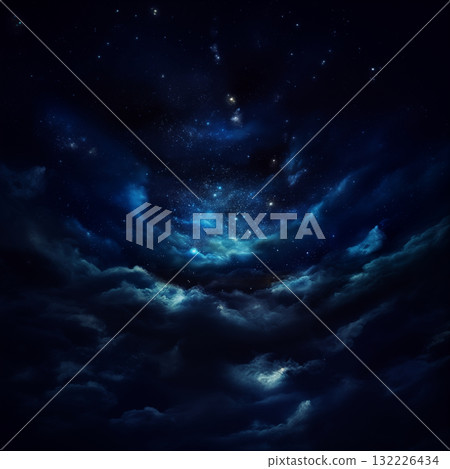 Dark magical night sky with bright star constellation. Cosmic background 132226434