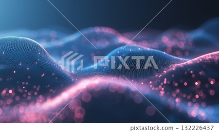 Abstract digital wave pattern with glowing particles. Futuristic technology background 132226437