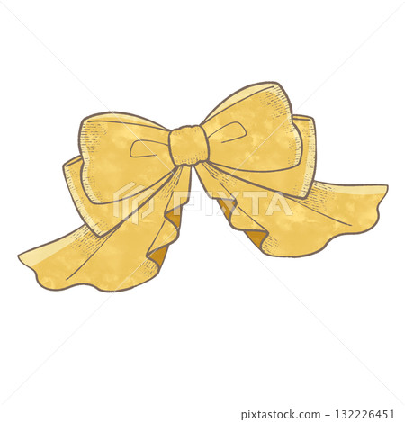 Watercolor illustration of yellow ruffle ribbon 132226451