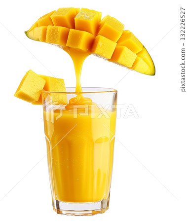 白色背景-現實果汁時刻-芒果汁 132226527