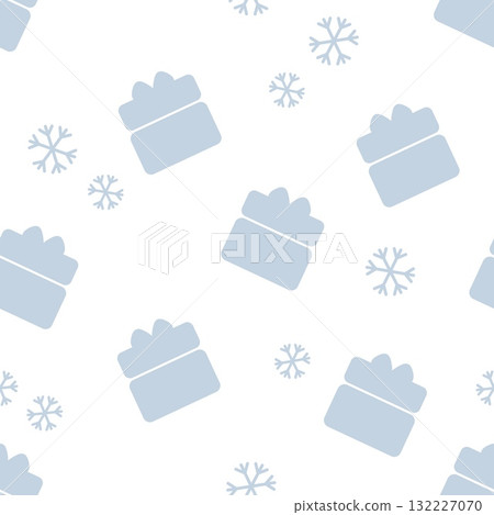 Seamless Christmas pattern with gift boxes and snowflakes on white background Seamless Christmas pattern with gift boxes and snowflakes on white background 132227070