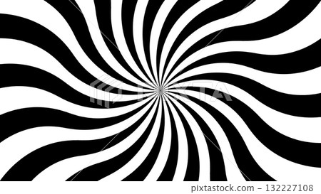 Spiral candy pattern. Swirling rays like an ice cream texture. Retro sun with lines. Twisting and rotating stripes in an illusion. 132227108