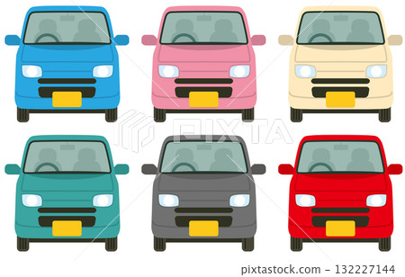 微型車正面圖（無主線，6色組：藍色、粉紅色、奶油色、深綠色、黑色、紅色） 132227144