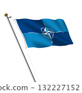 NATO OTAN flagpole 3d illustration on white with clipping path 132227152