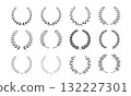 Laurel silhouette set (black, leaf, laurel wreath, award, vector material) 132227301