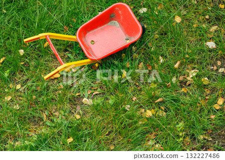 Children toys outdoors on green grass. 132227486