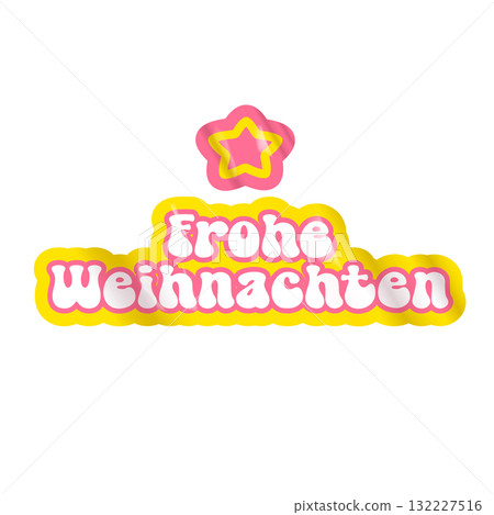 Frohe weihnachten Merry Christmas in German quote pink sticker vector design, creative holiday typography, modern festive graphic art for cards, invitations, social media banners, and decorations. Frohe weihnachten Merry Christmas in German quote pink sticker vector design, creative holiday typography, modern festive graphic art for cards, invitations, social media banners, and decorations. 132227516