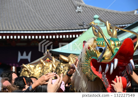 Touching the Golden Dragon at Sensoji Temple, Tokyo 132227549