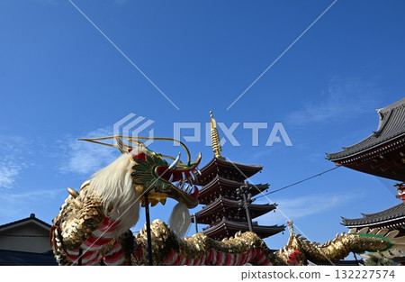 Golden Dragon Dance at Sensoji Temple, Tokyo 132227574