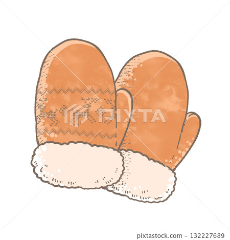 橘色北歐圖案手套（水彩風格）透明 132227689
