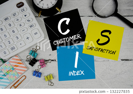 CSI Customer Satisfaction Index text phrase of business and financial concept 132227835