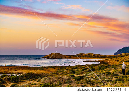 Person on beach looking at sea 132228144