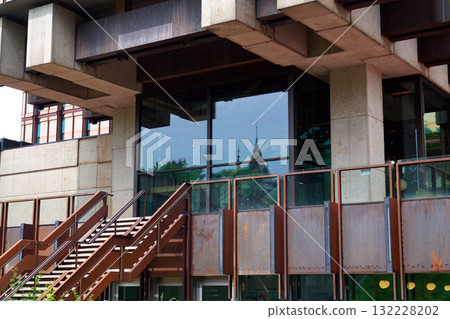 Former La Royale Belge headquarters by Rene Stapels and Pierre Dufau architects from 1970 architectural detail, currently hotel Mix Brussels, Belgium 132228202