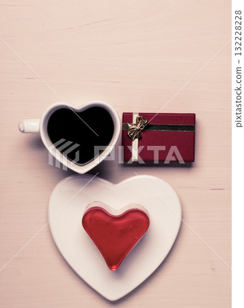 Heart shaped coffee cup cake and gift box Heart shaped coffee cup cake and gift box 132228228