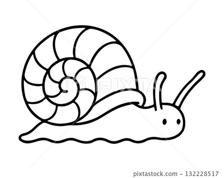 Cute snail. Doodle style. Hand drawn black and white isolated icon. 132228517