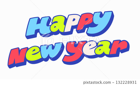 New year 2026 typography greeting and wish for decoration colorful 132228931