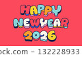 New year 2026 typography greeting and wish for decoration sweet color 132228933