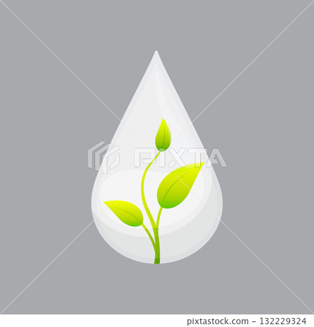 Drop with Sprout Isolated Vector. 132229324