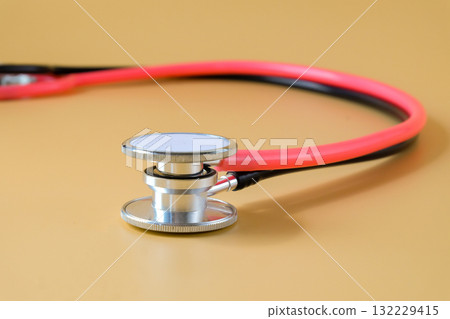 Duo stethoscopes black and pink on color background. Duo stethoscopes black and pink on color background. 132229415