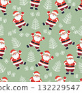Christmas seamless pattern with Santa Claus and pine trees on a green background 132229547