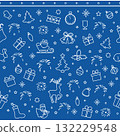 Christmas seamless pattern with festive icons on blue background, perfect for holiday designs 132229548