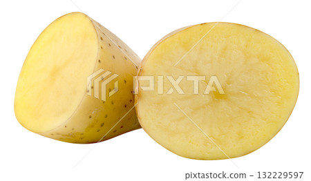 two sliced potatoes isolated two sliced potatoes isolated 132229597