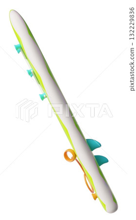 Surfboard, SUP board 3D cartoon plastic style, vector surfing board active sport on water, ride wave equipment edge view 132229836