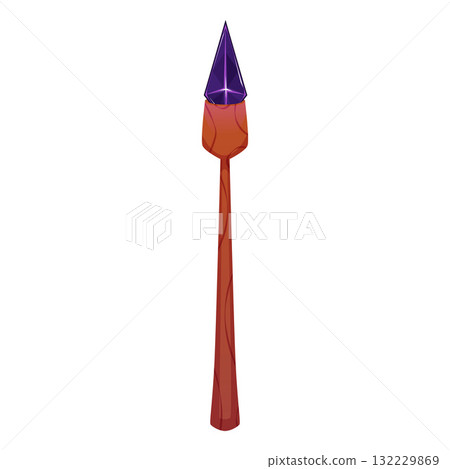 Magic wand wooden stick with crystal, vector cartoon wizard rod, witchcraft scepter with glowing gem, game fantasy torch Magic wand wooden stick with crystal, vector cartoon wizard rod, witchcraft scepter with glowing gem, game fantasy torch 132229869