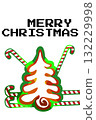 Colorful Christmas tree and candy canes with festive message for holiday cheer 132229998