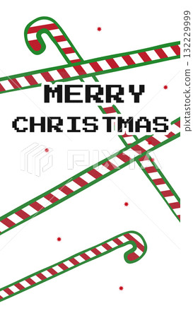 Merry Christmas design featuring candy canes and festive snowflakes for holiday cheer Merry Christmas design featuring candy canes and festive snowflakes for holiday cheer 132229999